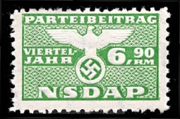 Nazi Party Dues  "NSDAP"  6.90 Reich Marks